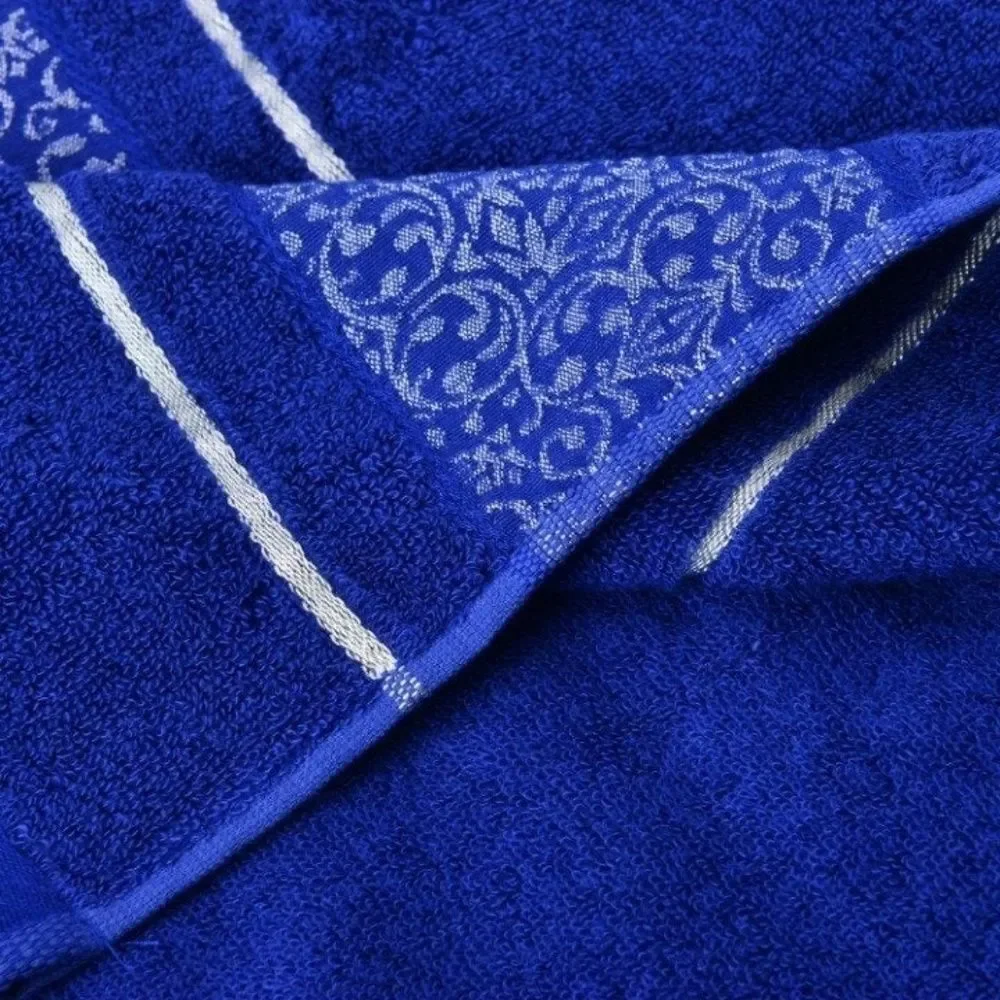 Towel Set Set of 2 Rayon and Cotton Blue